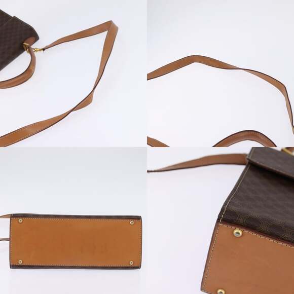 CELINE Macadam Canvas Hand Bag Pvc Leather Brown Gold - Picture 10 of 13